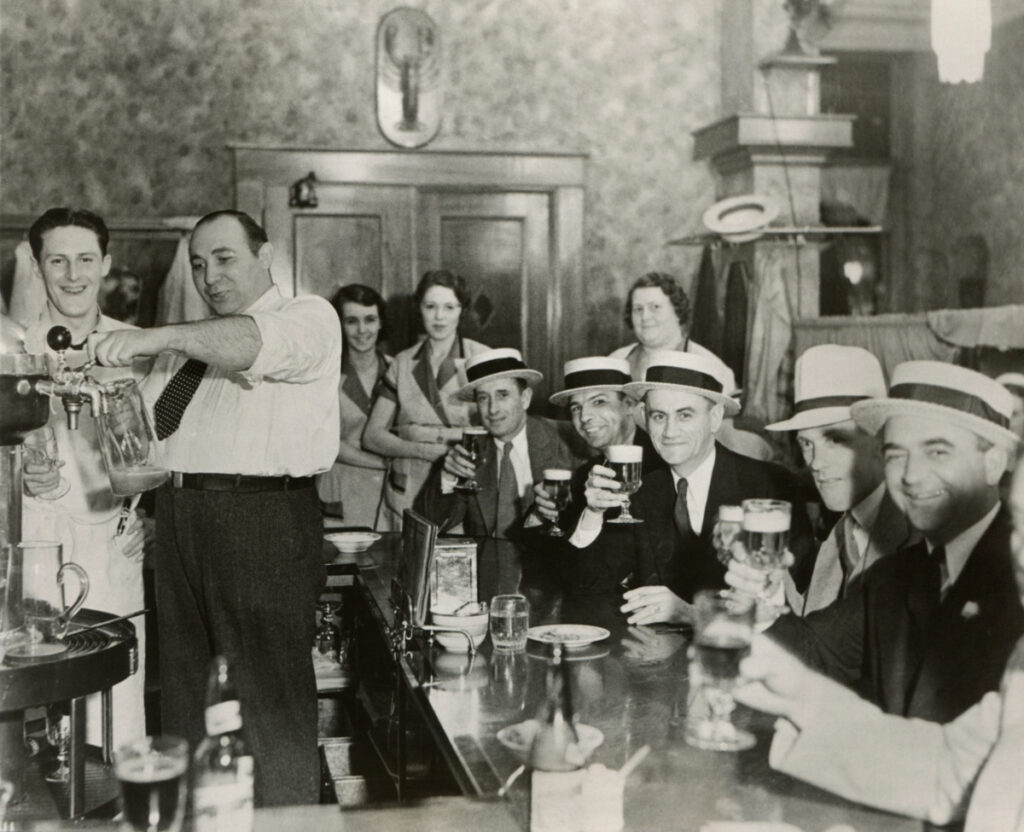 prohibition era image of people celebrating the end of prohibition